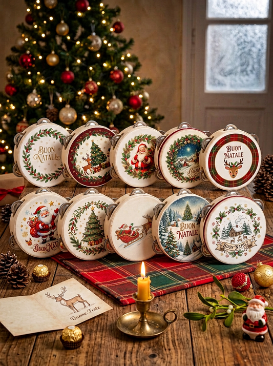Buona Natale - Set 10 tamburelle Natalizie