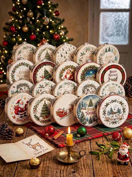 Buona Natale - Set 20 tamburelle Natalizie
