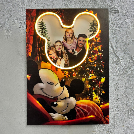 Mouse Christmas - Quadretto con Neon Led personalizzato con foto