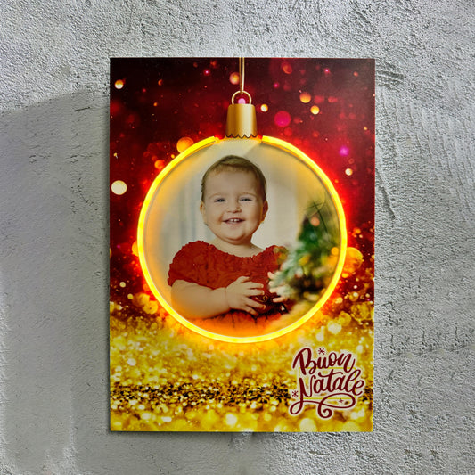 Buon Natale - Quadretto con Neon Led personalizzato con foto