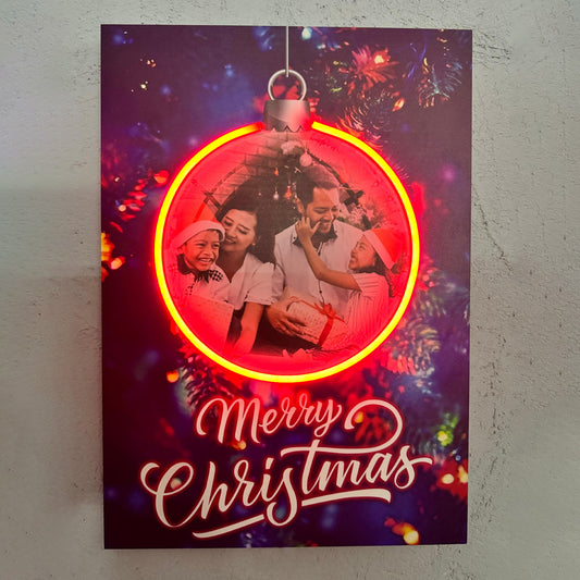 Merry Christmas - Quadretto con Neon Led personalizzato con foto