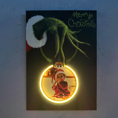 Ball Christmas Green - Quadretto con Neon Led personalizzato con foto