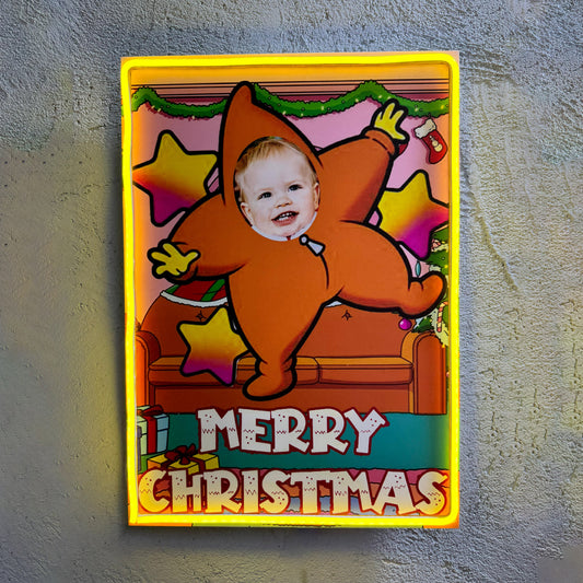 Star Christmas - Quadretto con Neon Led personalizzato con foto