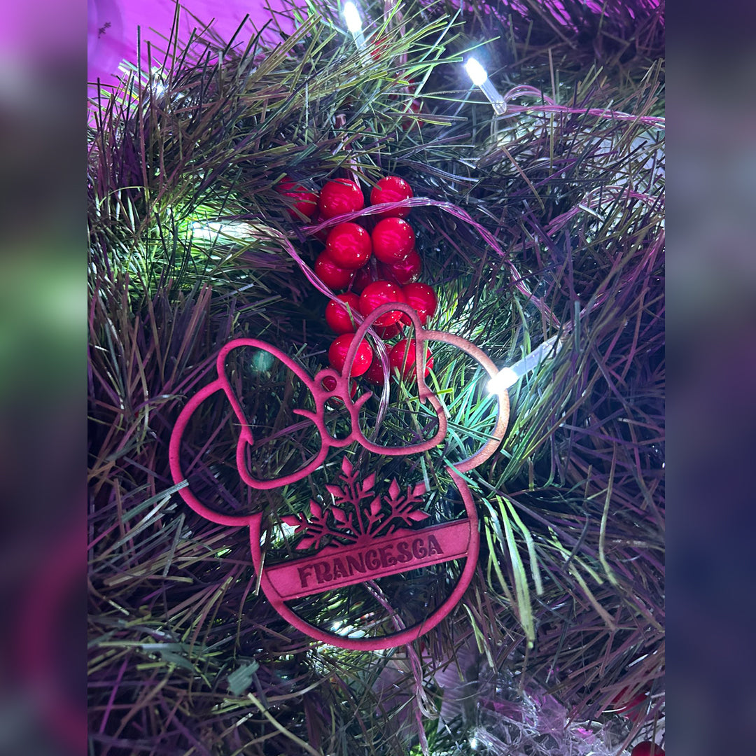 Mouse Christmas - Pallina in Legno Personalizzata con nome