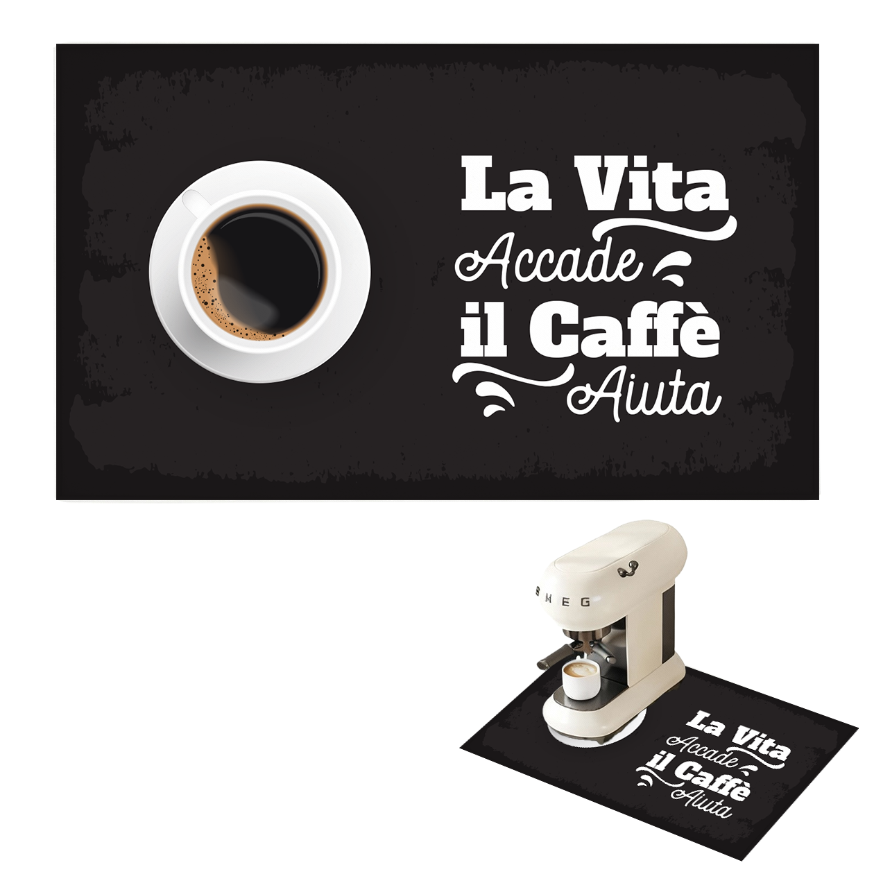 Il caffè aiuta - Tappetino per Macchina del caffè  con Retro in Gomma Tappeto 30x40cm