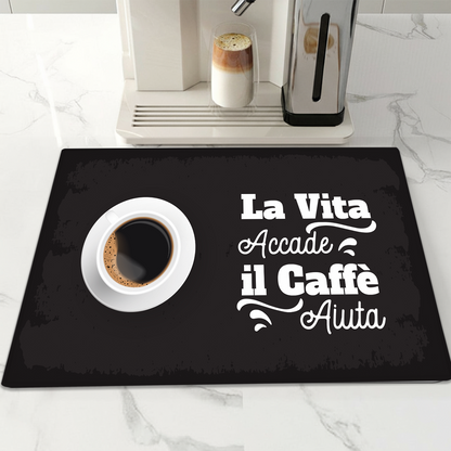 Il caffè aiuta - Tappetino per Macchina del caffè  con Retro in Gomma Tappeto 30x40cm