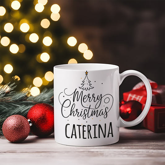 Merry Christmas - Tazza mug - idea regalo Natale personalizzata con nome