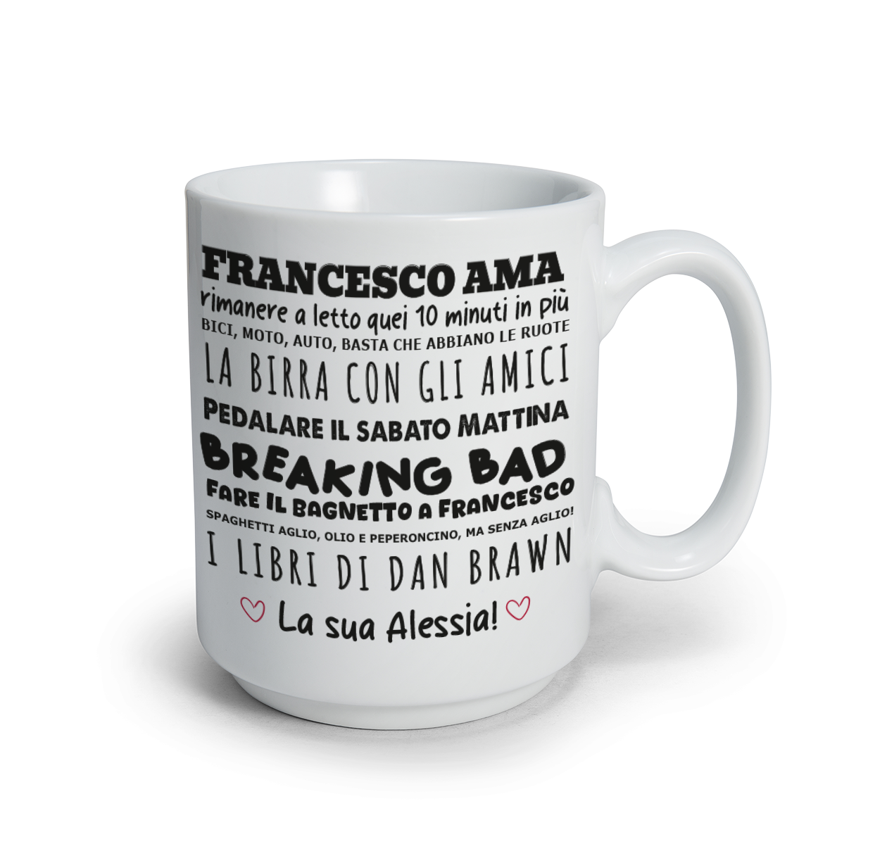 Le cose che amo - Tazza mug - personalizzata con nomi