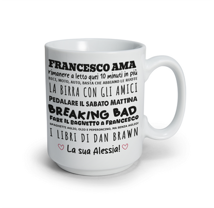 Le cose che amo - Tazza mug - personalizzata con nomi