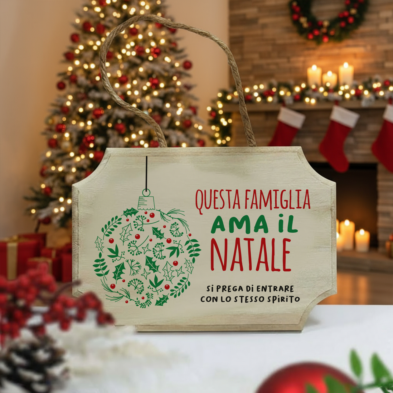 Questa famiglia ama il Natale - fuoriporta in legno