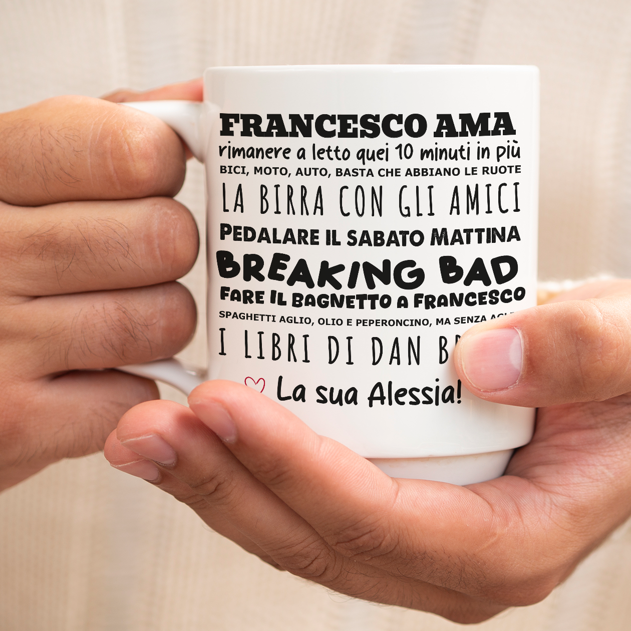 Le cose che amo - Tazza mug - personalizzata con nomi