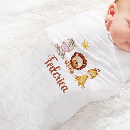 Savana - Set 3 pezzi mussole personalizzate con nome