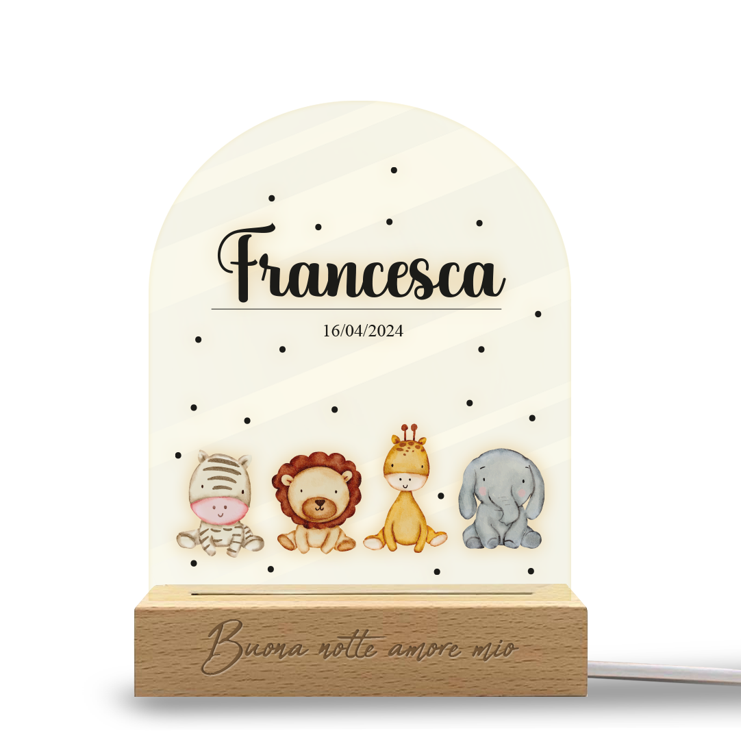 Dolce notte amore mio - Lampada - Plexiglass personalizzata con nome e data