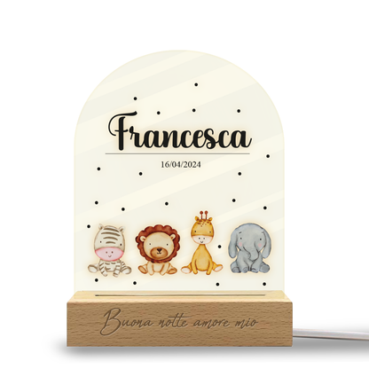 Dolce notte amore mio - Lampada - Plexiglass personalizzata con nome e data