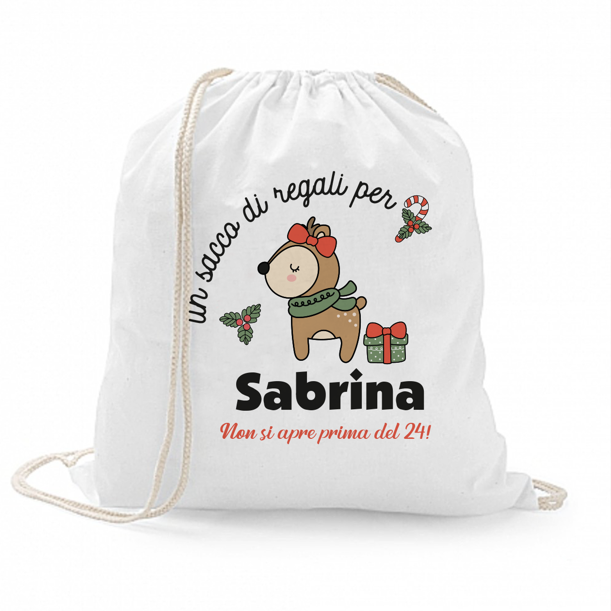 Non si apre prima del 24 - Sacchetto - personalizzato con nome
