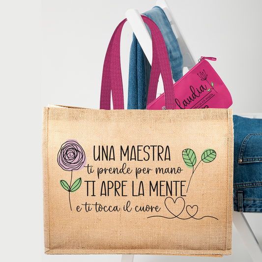 Una maestra ti prende per mano, ti apre la mente e ti tocca il cuore - Borsa mare & Pochette - Combo