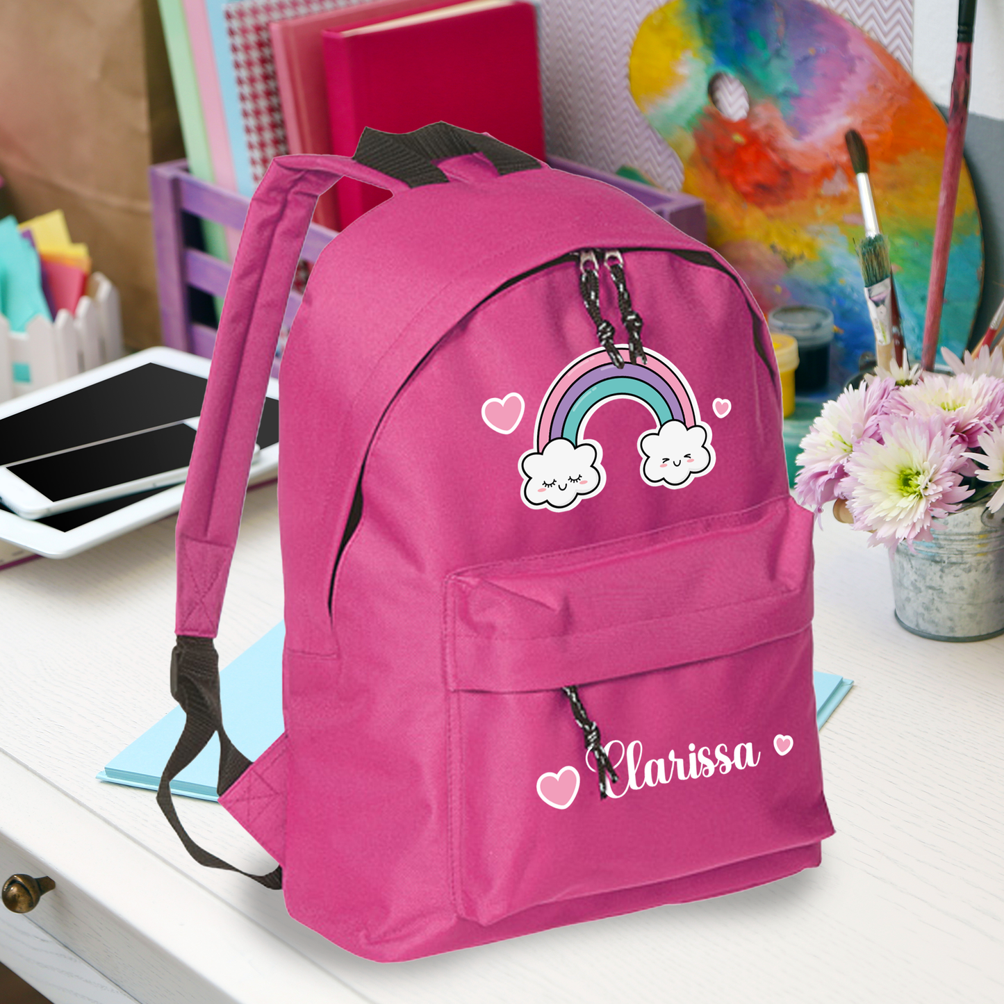 Rainbow Heart - zaino scuola - personalizzato con nome