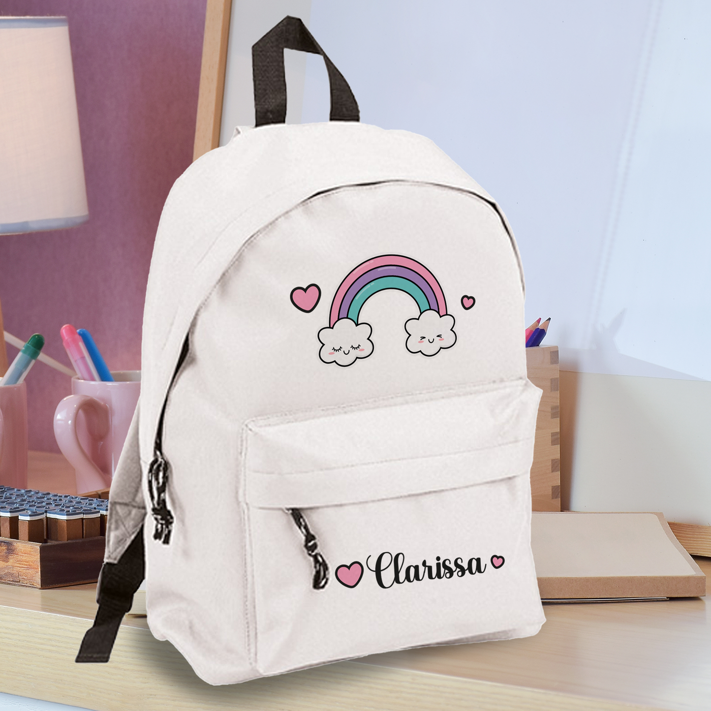 Rainbow Heart - zaino scuola - personalizzato con nome