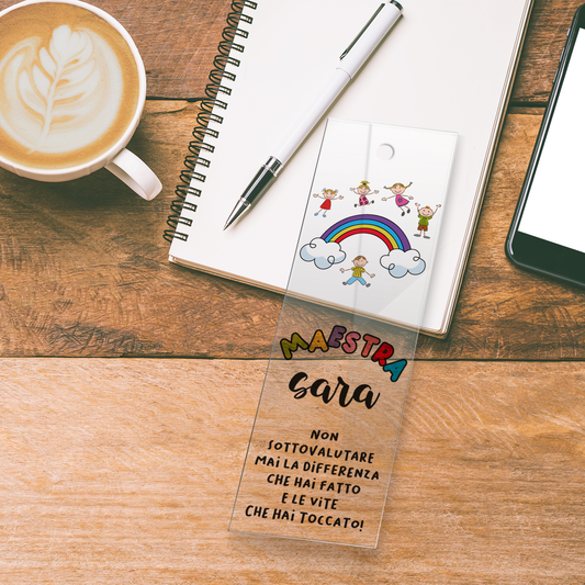Maestra rainbow - Segnalibro personalizzato con nome