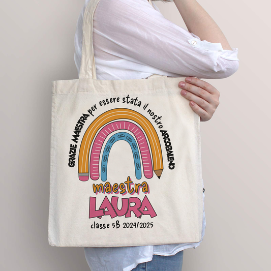 Maestra arcobaleno - Shopper In Cotone personalizzata