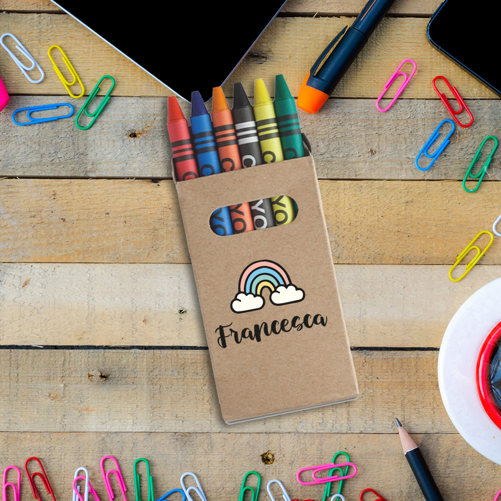 Rainbow Name - Set da 6 - Pastelli Cera - personalizzati con nomi