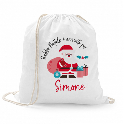 Babbo Natale è arrivato - Sacchetto - personalizzato con nome