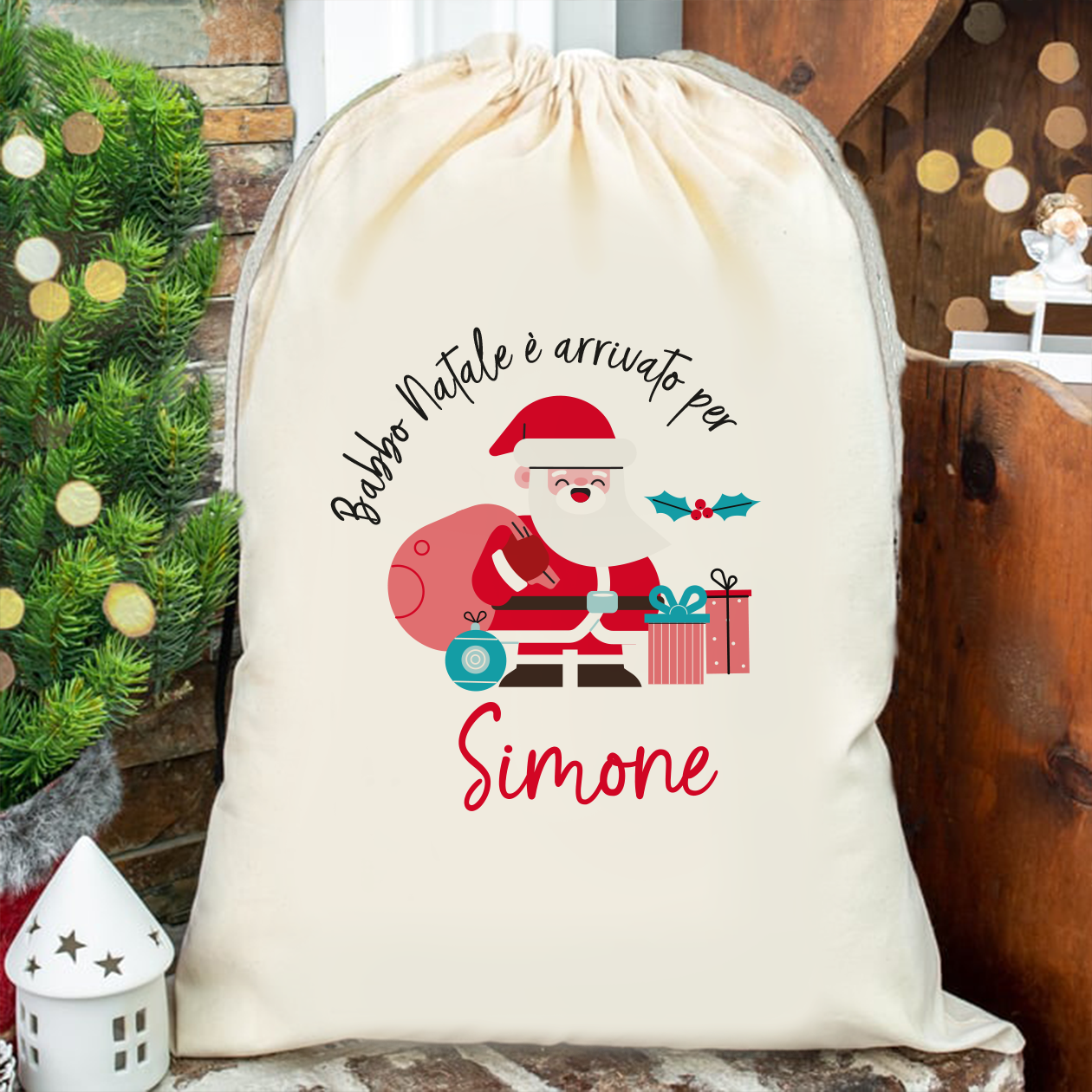 Babbo Natale è arrivato - Sacchetto - personalizzato con nome