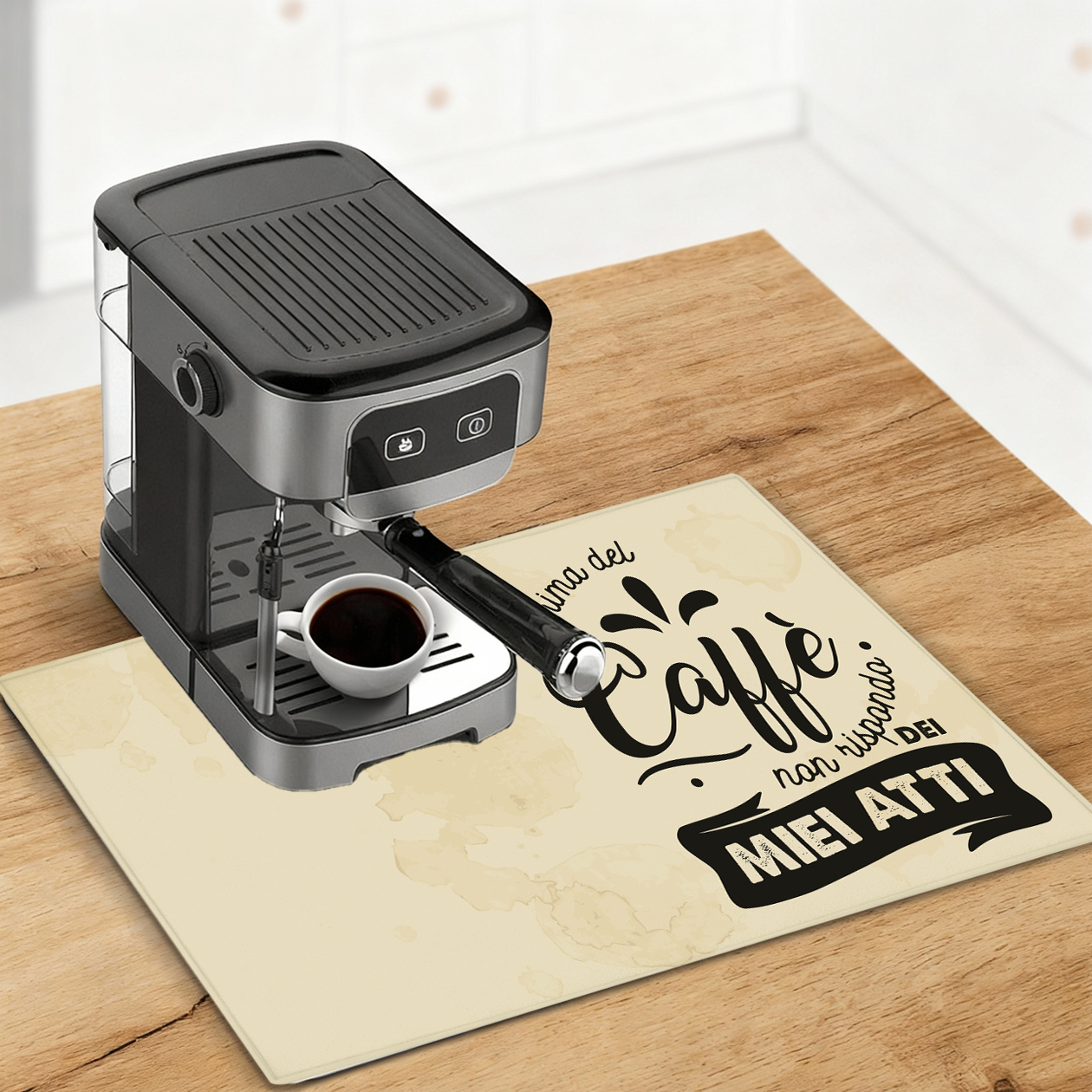 Prima del caffè - Tappetino per Macchina del caffè  con Retro in Gomma Tappeto 30x40cm