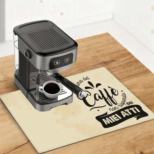 Prima del caffè - Tappetino per Macchina del caffè  con Retro in Gomma Tappeto 30x40cm