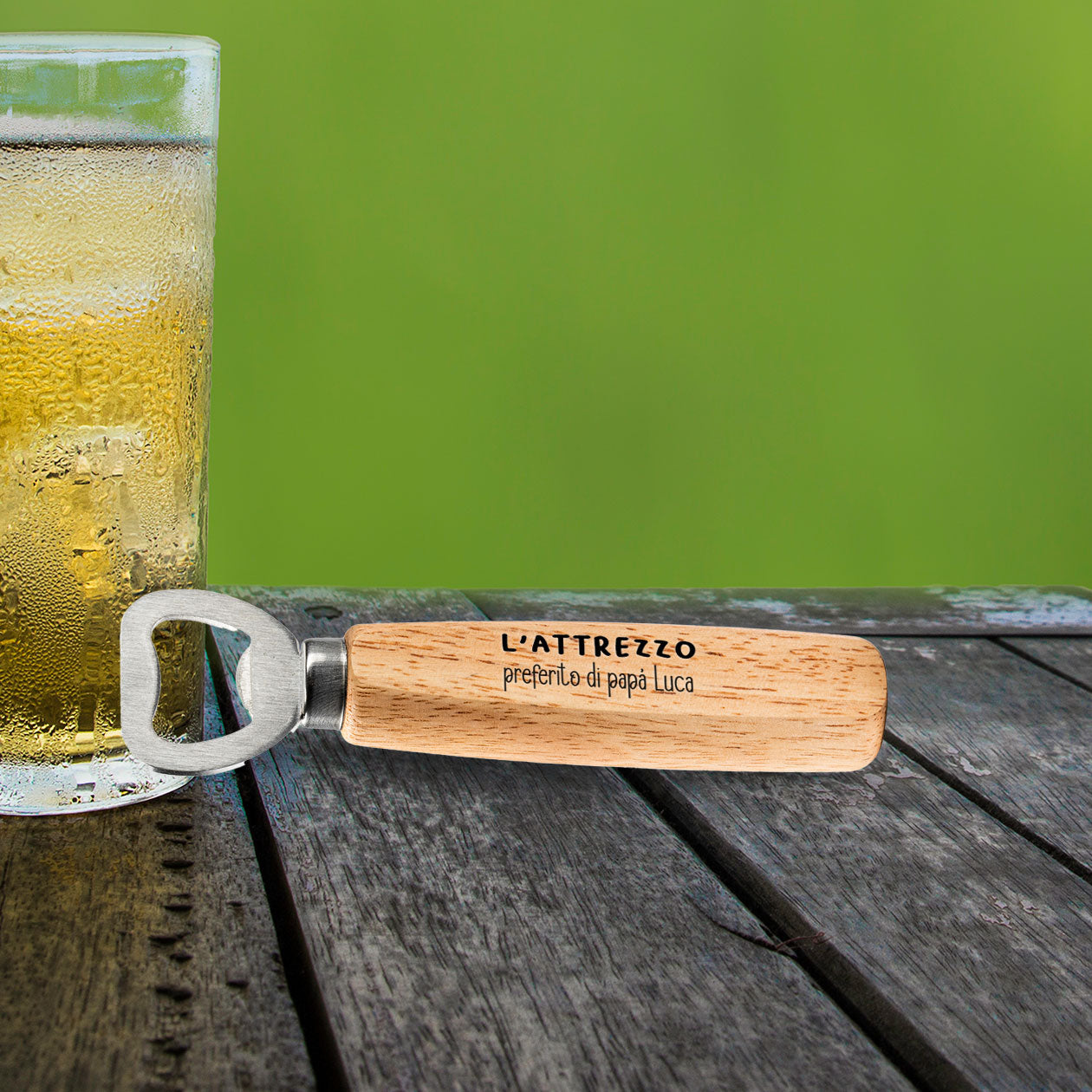 L'attrezzo preferito di papà - Apribottiglie in legno - personalizzato con nome