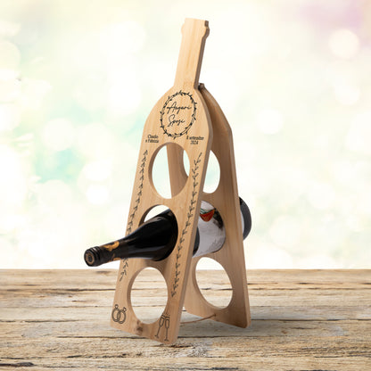 Auguri sposi - Portabottiglie in legno - personalizzato