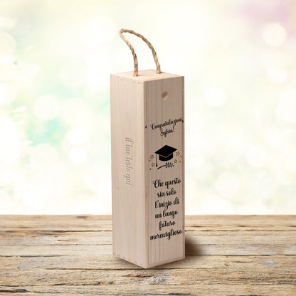 Congratulazioni - portabottiglia in legno - personalizzato