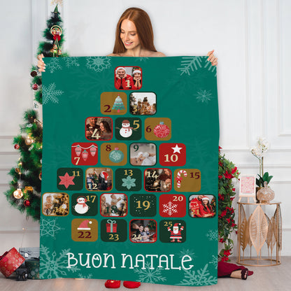 Buon Natale - Plaid, coperta Natalizia Idea Regalo Natale - personalizzato con foto