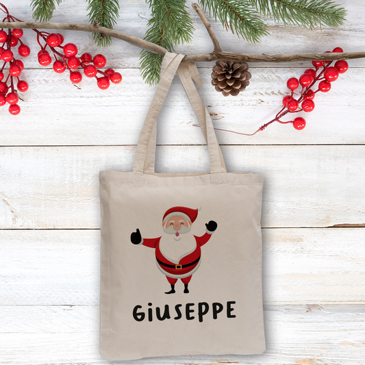 Santa Claus - Shopper In Cotone - personalizzata con nome