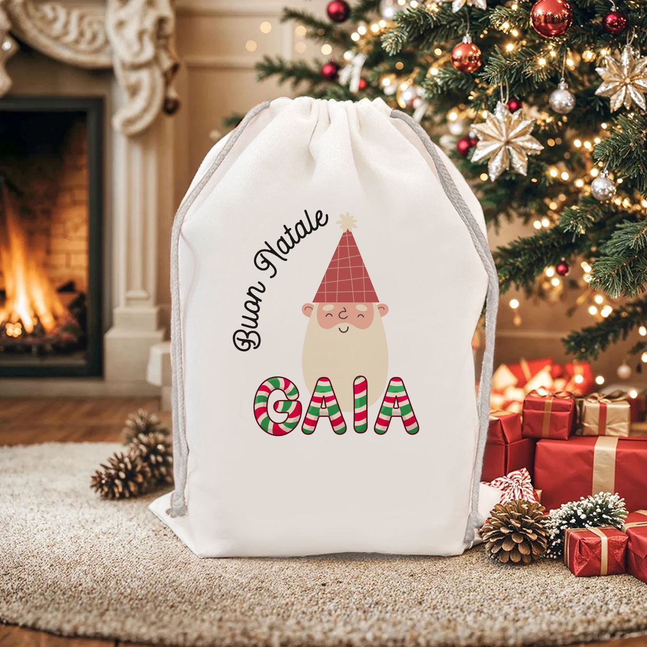 Buon Natale - Sacchetto - personalizzato con nome