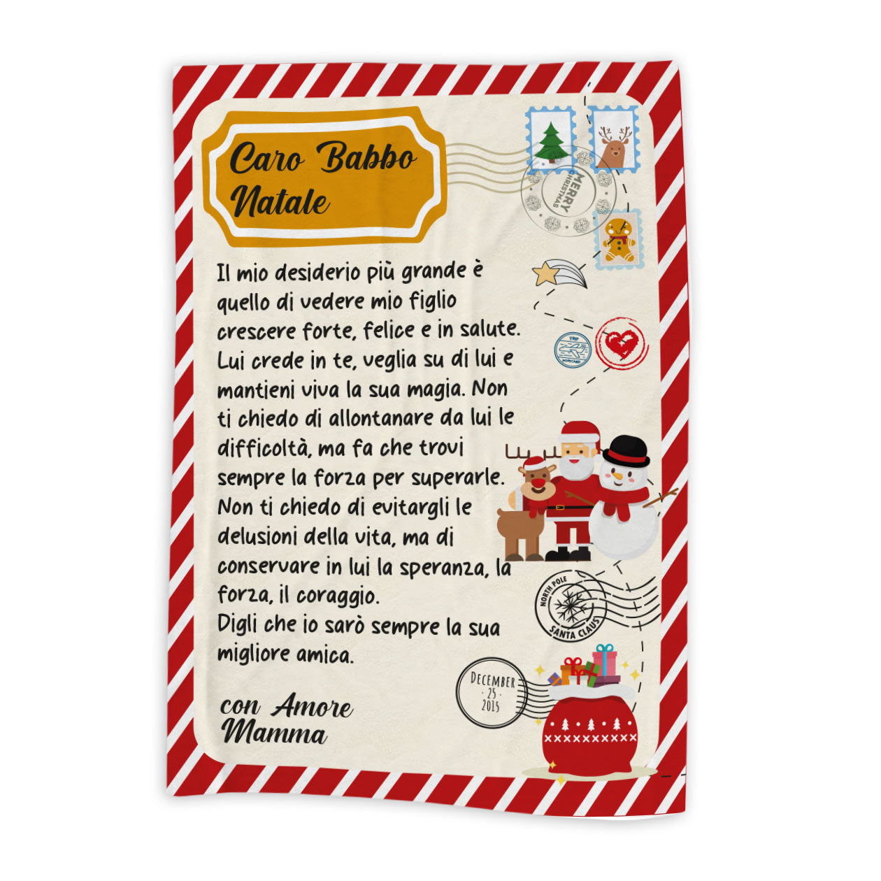 Lettera a Babbo Natale - coperta Natalizia Idea Regalo Natale Personalizzato