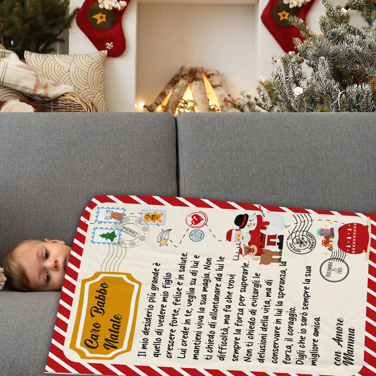 Lettera a Babbo Natale - coperta Natalizia Idea Regalo Natale Personalizzato