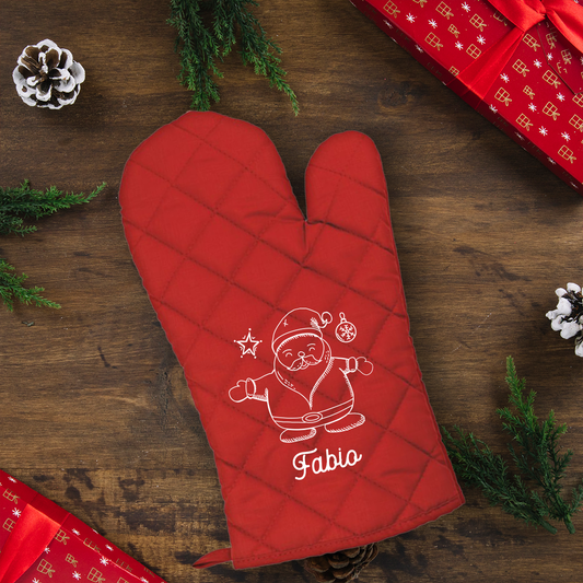 Babbo Natale - Guanto da cucina - personalizzato con nome
