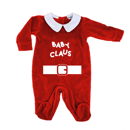 Baby Claus - Pagliaccetto Neonato in Ciniglia con Colletto Bianco