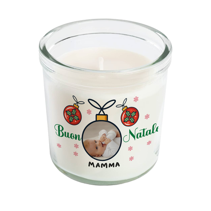 Buon Natale Mamma - Candela profumata in vetro con Stampa - personalizzata con foto