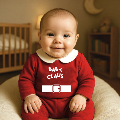 Baby Claus - Pagliaccetto Neonato in Ciniglia con Colletto Bianco