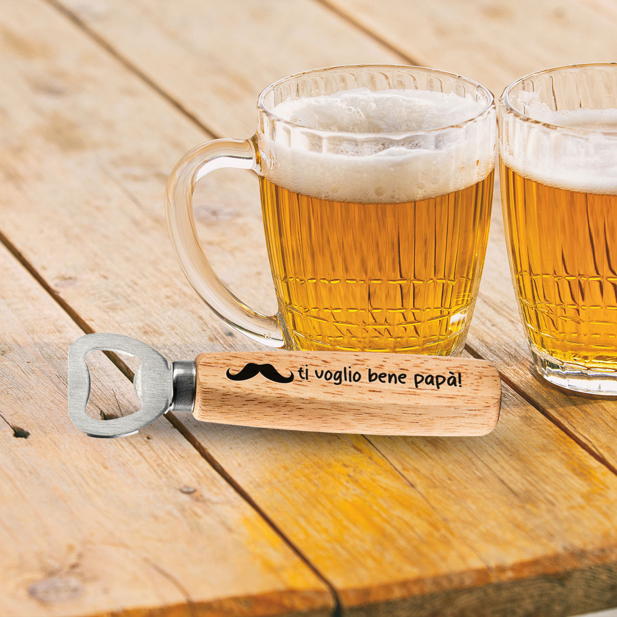 Ti voglio bene papà - Apribottiglie in legno