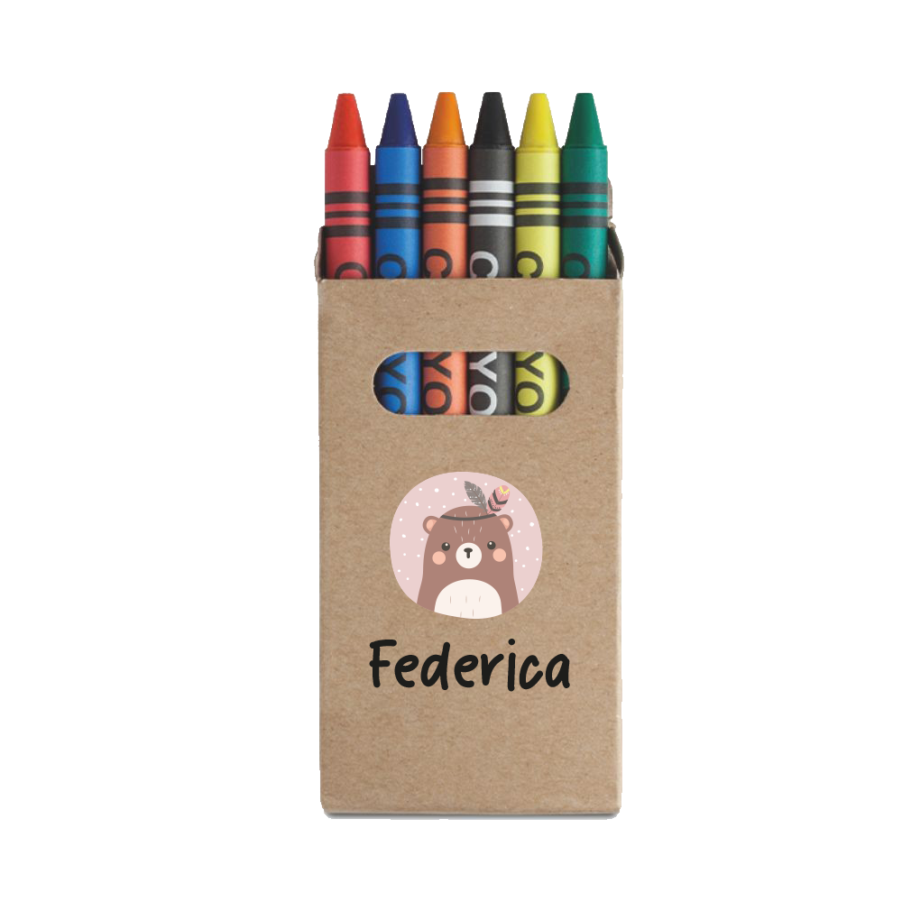 Animals Baby - Set da 6 - Pastelli Cera - personalizzati con nomi