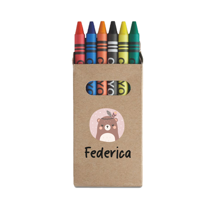 Animals Baby - Set da 6 - Pastelli Cera - personalizzati con nomi