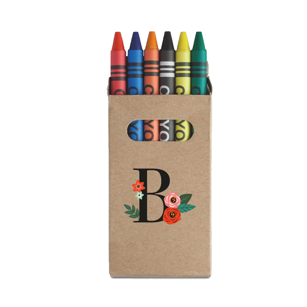 Elegant Letter Flower - Set da 6 - Pastelli Cera - personalizzati con iniziali