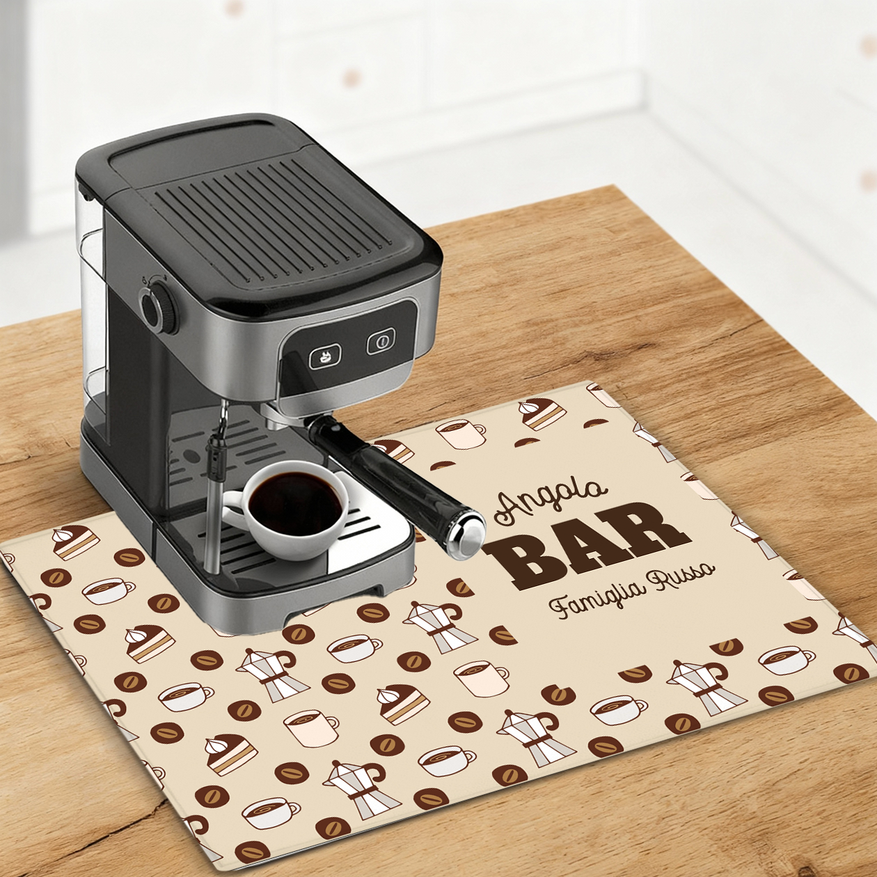 Angolo Bar - Tappetino per Macchina del caffè  con Retro in Gomma Tappeto 30x40cm - personalizzato