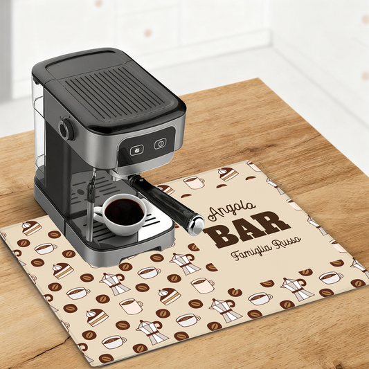 Angolo Bar - Tappetino per Macchina del caffè  con Retro in Gomma Tappeto 30x40cm - personalizzato