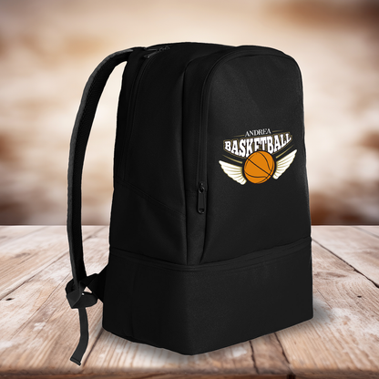 Basketball - Zaino con scomparto sul fondo rigiro portascarpe - personalizzato con nome