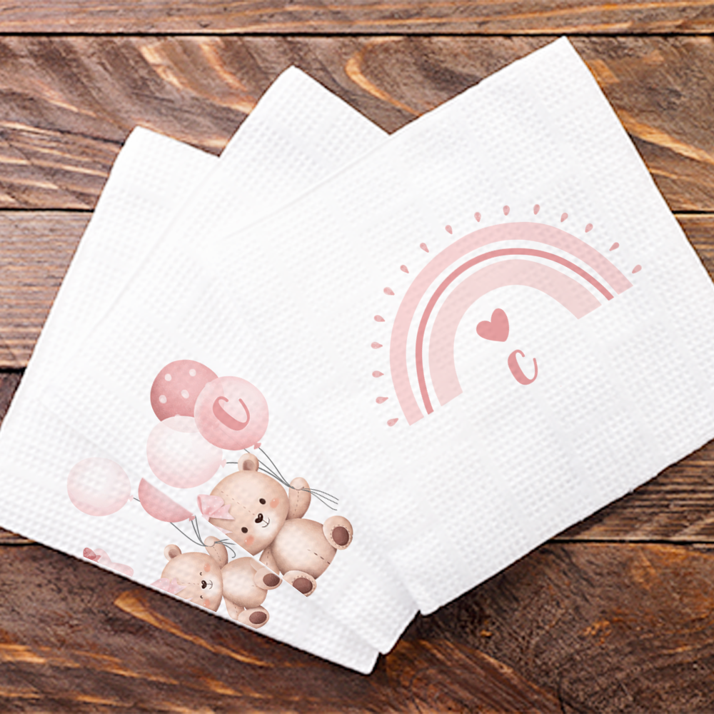 Bear Star - Set 3 pezzi mussole personalizzate con iniziale