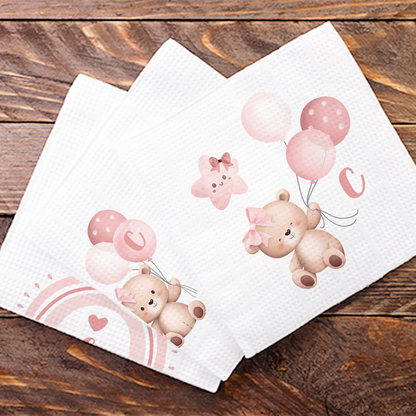 Bear Star - Set 3 pezzi mussole personalizzate con iniziale